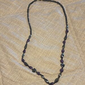 Vintage Onyx and Amethyst Necklace